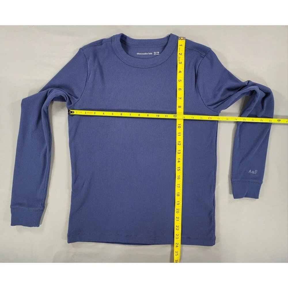 Abercrombie Kids Blue Ribbed Long Sleeve T-Shirt - Size 13/14
